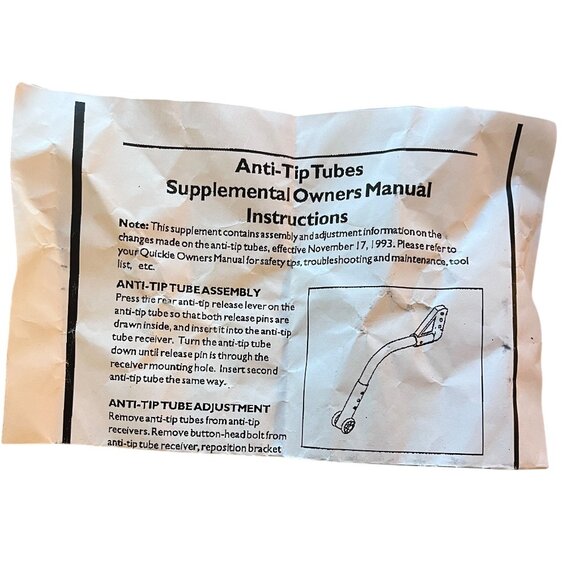 Quickie Sunrise Medical Anti Tip Receivers Part 920407 Wheelchair Use - Picture 2 of 5